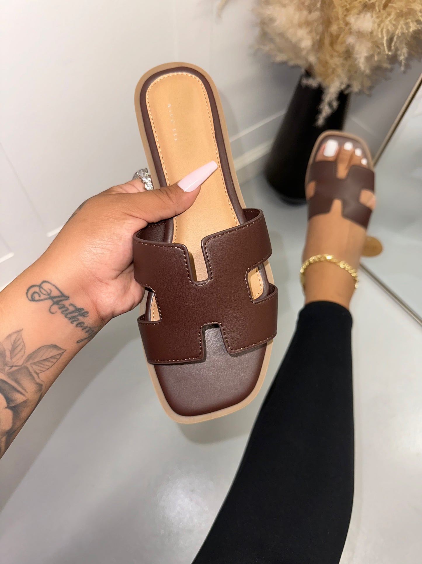 Eliza Sandals - Brown (Wide Fit)