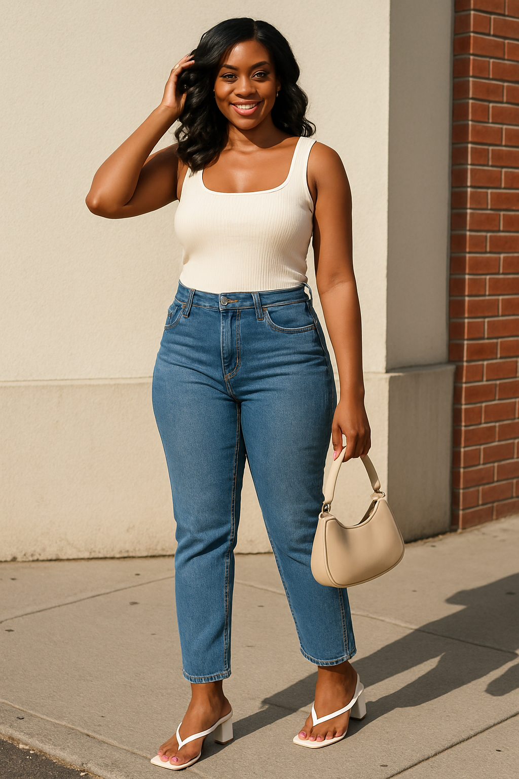 Sally Block Heel - White (Wide Friendly)