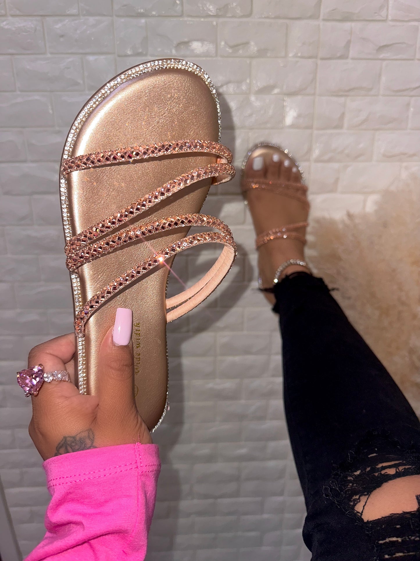 Gabby Sandal - Champagne (Wide Width)