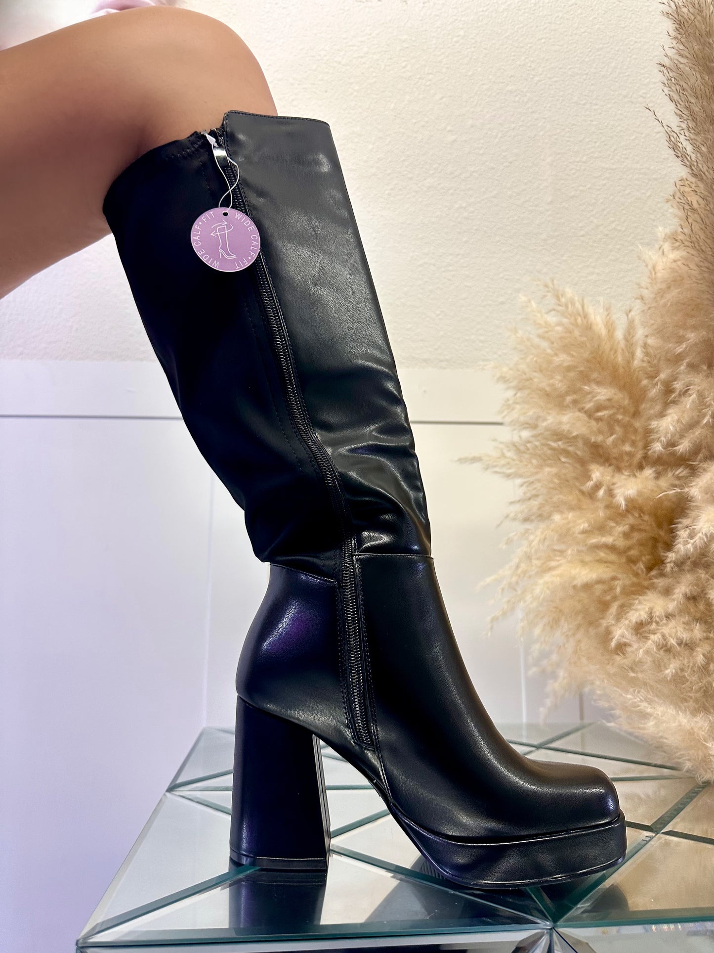 Kalani Wide Calf Boot - Black (Wide Fit)