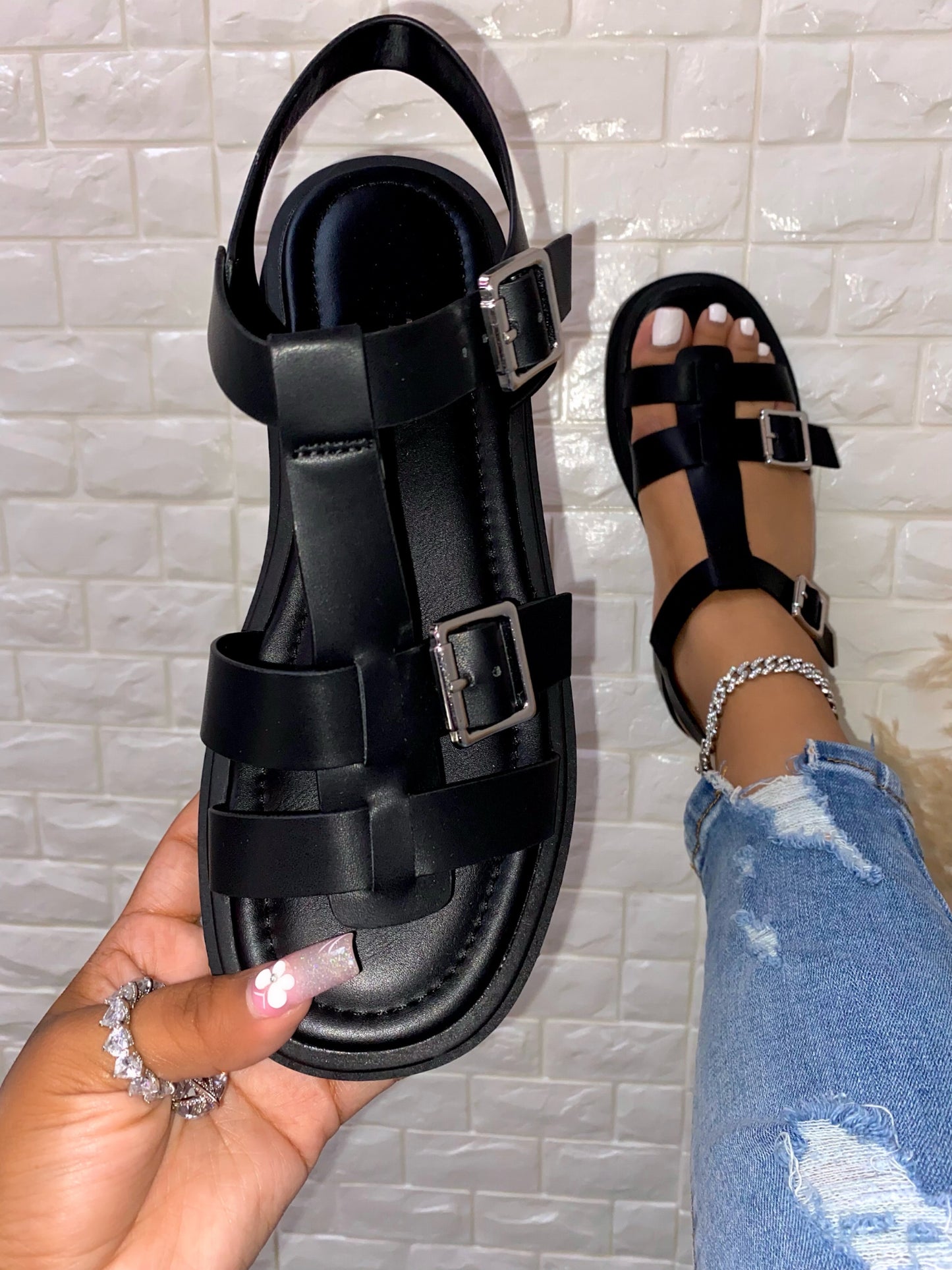 Dilia Platform Sandal - Black (Wide Friendly)