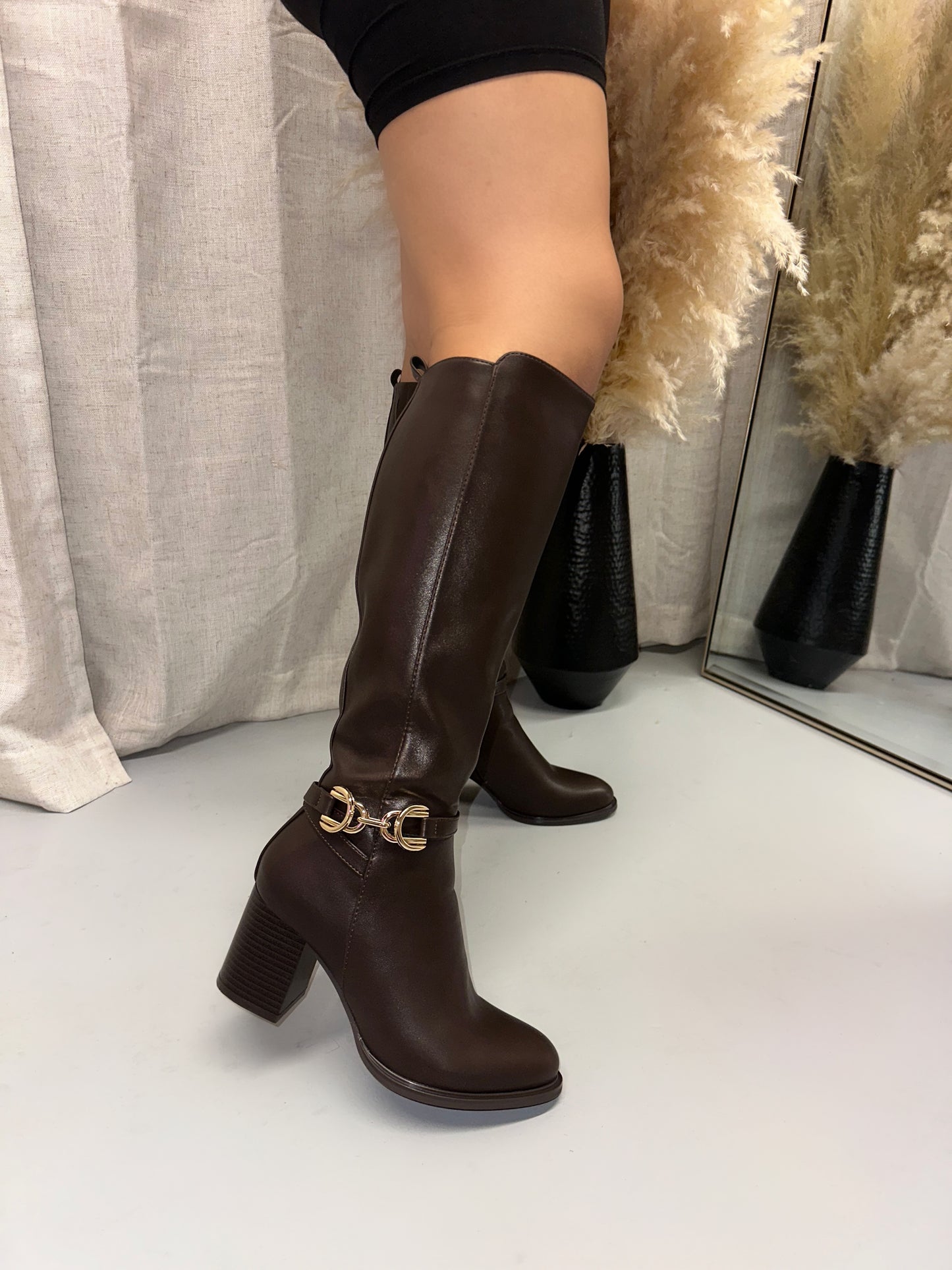 Susan Knee High Boot - Coffee