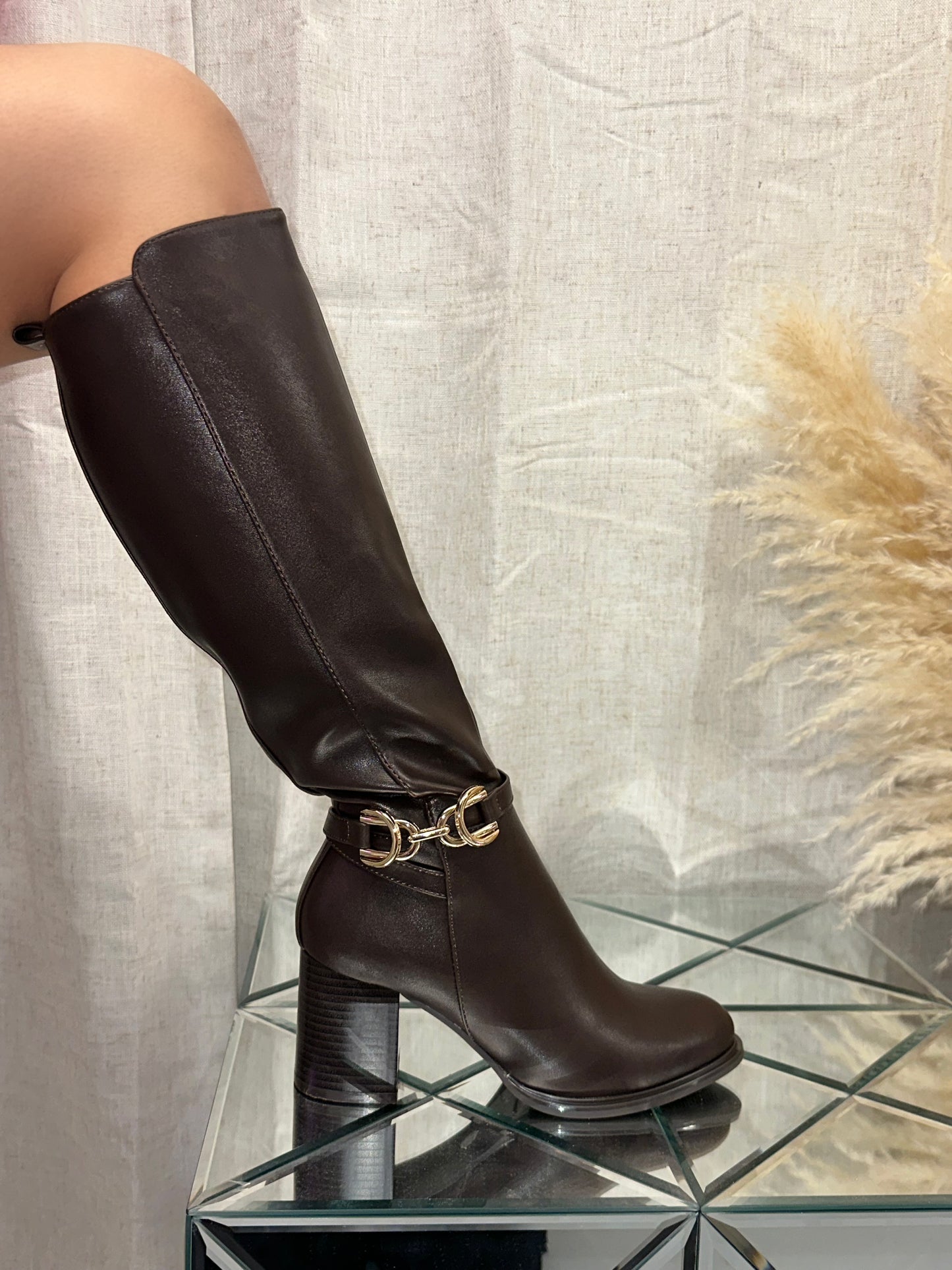 Susan Knee High Boot - Coffee