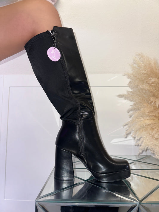Kalani Wide Calf Boot - Black (Wide Fit)