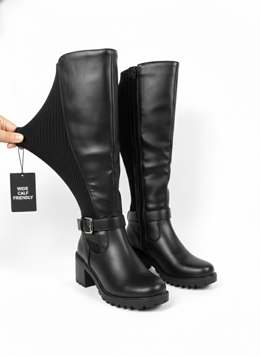 Naomi Boot - Black (Wide Calf Friendly)