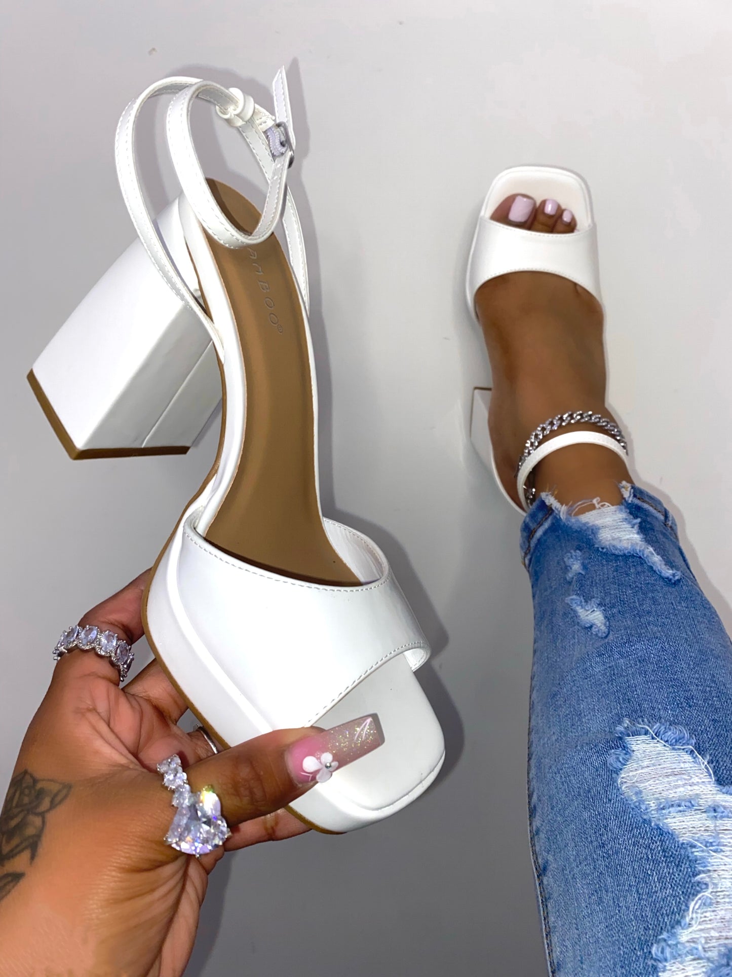 Gia Heel - White (Wide Friendly)