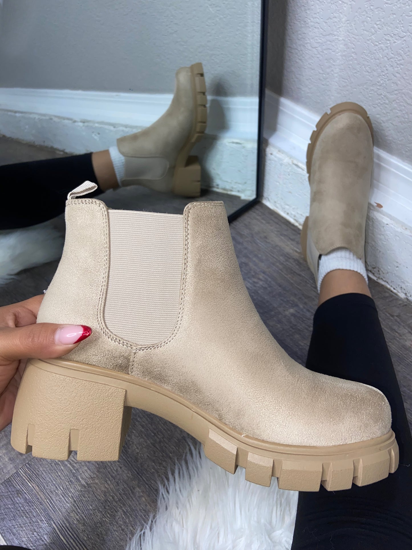 Gabby Boot - Beige (Wide Friendly)