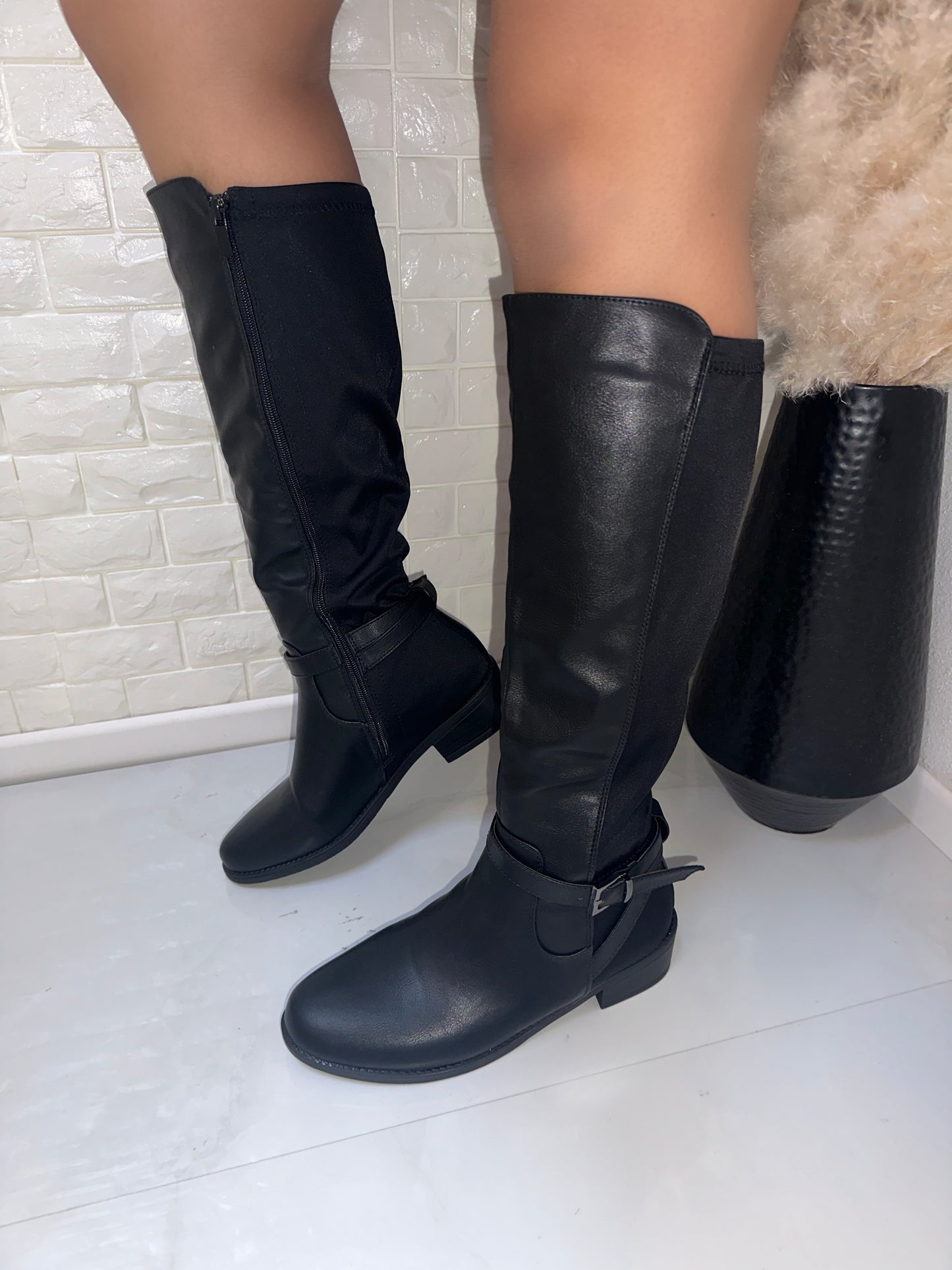 Gala Calf Boot - Black (Stretchy)