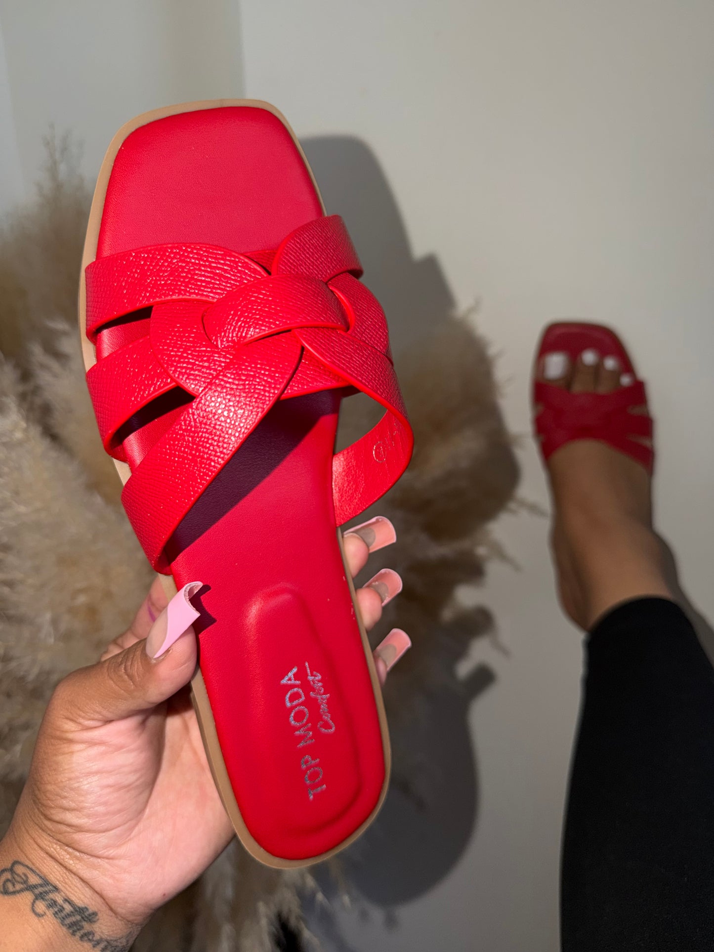 Vesta Sandal - Red (Wide Friendly)