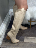 Auburn Cowgirl Boot - Beige (Wide Friendly)