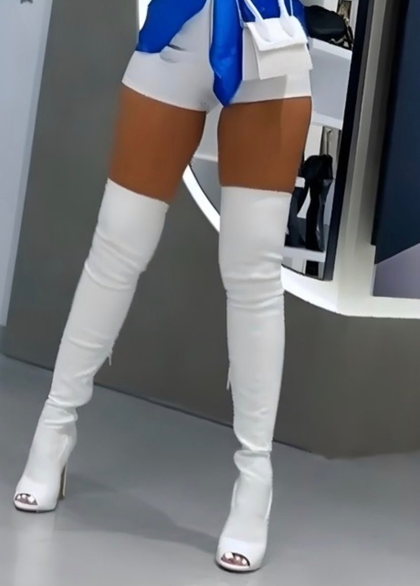 Jade Thigh High - White PU - ShopShoeHaul